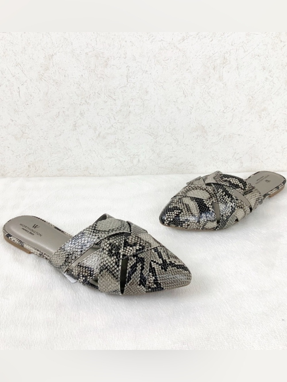 Worthington Cadet Snake Reptile Print Mules Memory Foam 8.5 Boho - Picture 1 of 11